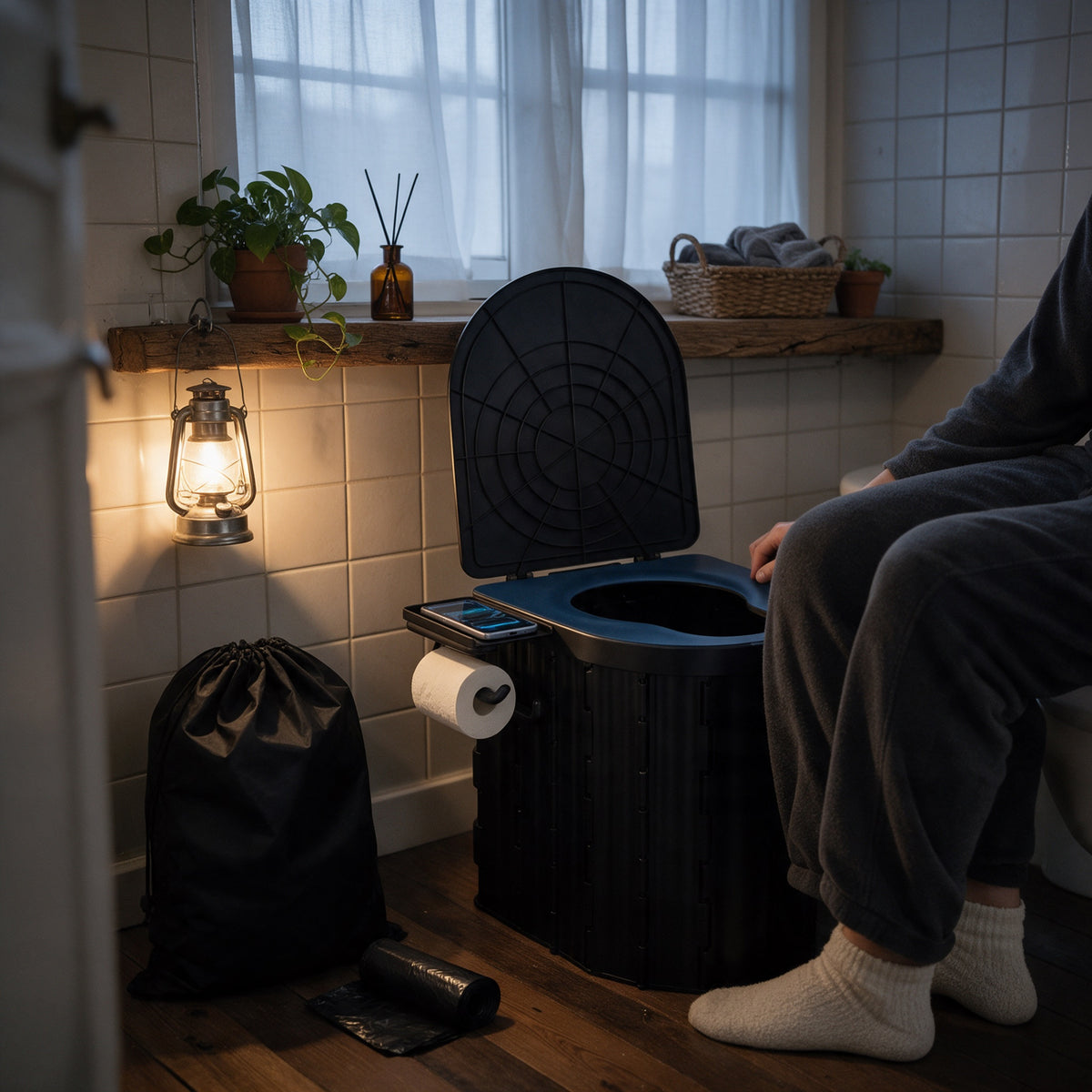 Folding Emergency Toilet, in use