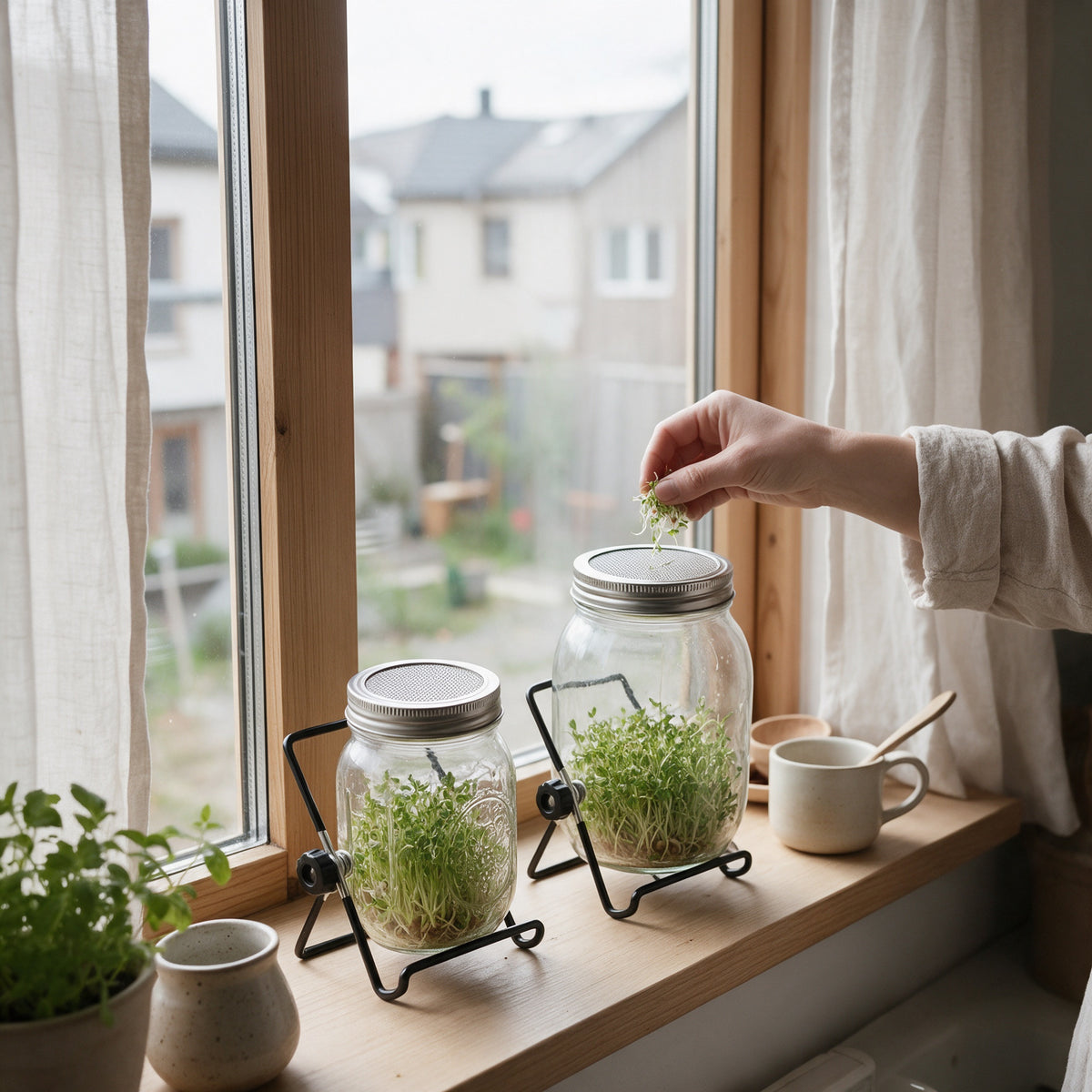 Sprouting Jar Kit, in use