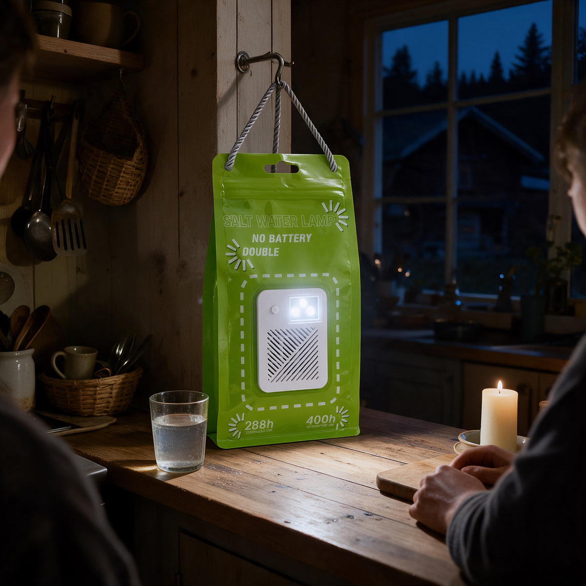 Salt Water Emergency Lamp, in use