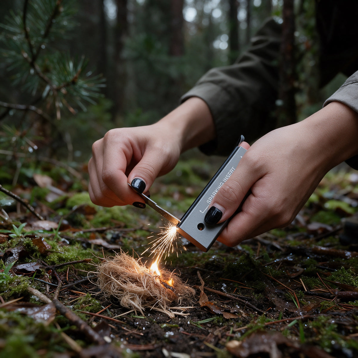 Waterproof Magnesium Ferro Rod, in use
