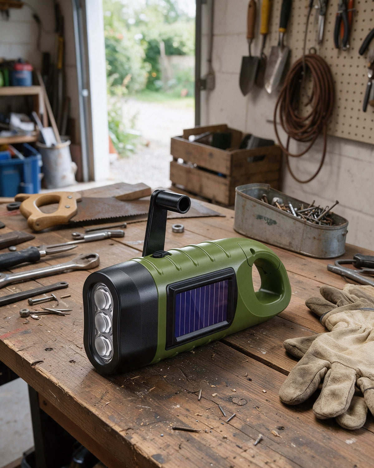 Hand Crank Solar Flashlight, details