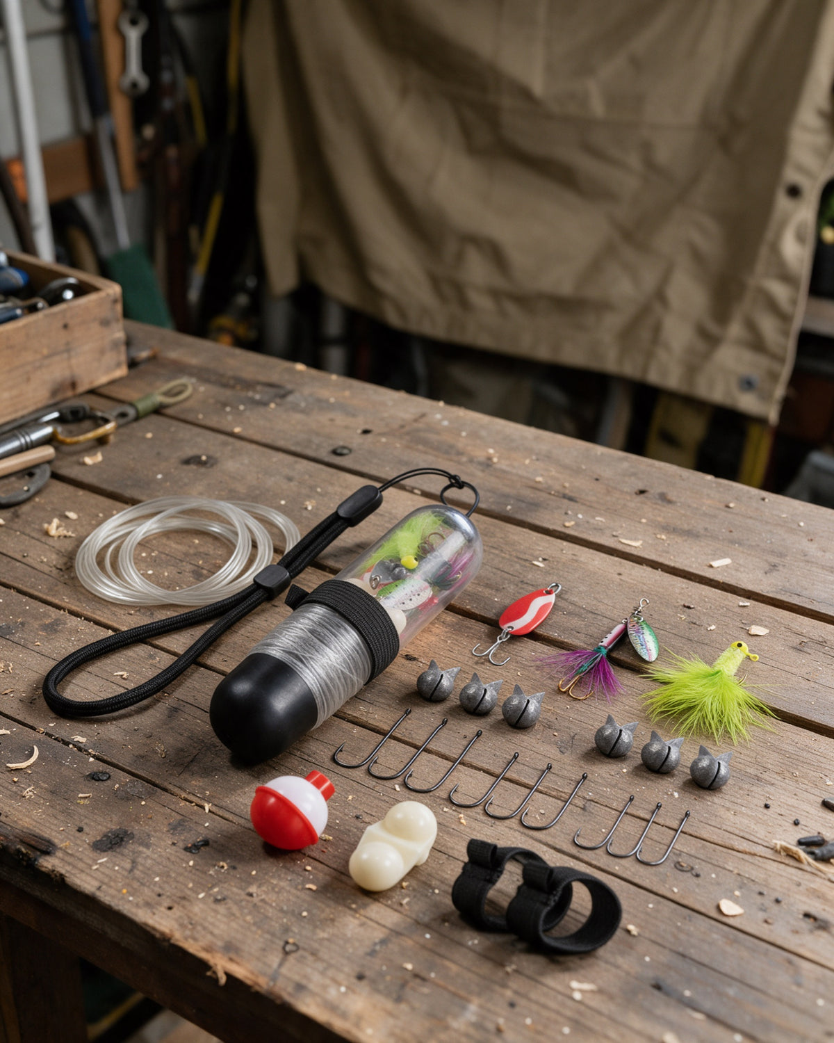 25-Piece Survival Fishing Kit with Pocket Reel, details